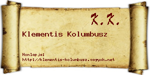 Klementis Kolumbusz névjegykártya